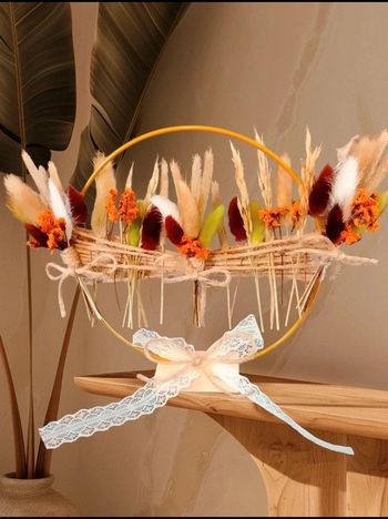 Couronne fleurs séchées avec pied 20 cm