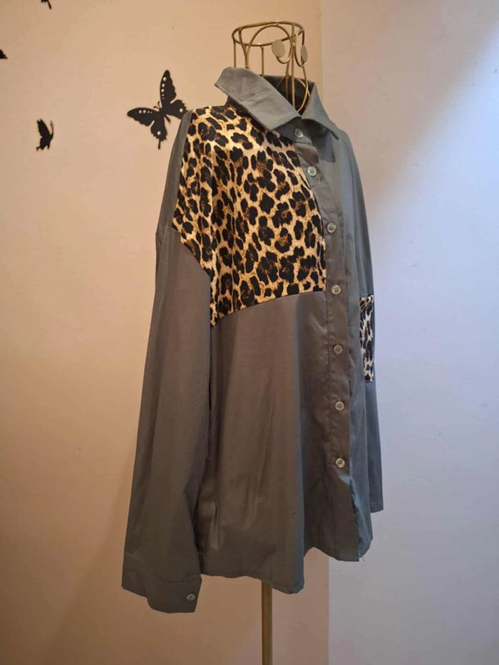 Chemise kaki & léopard - Made in italy - photo numéro 3