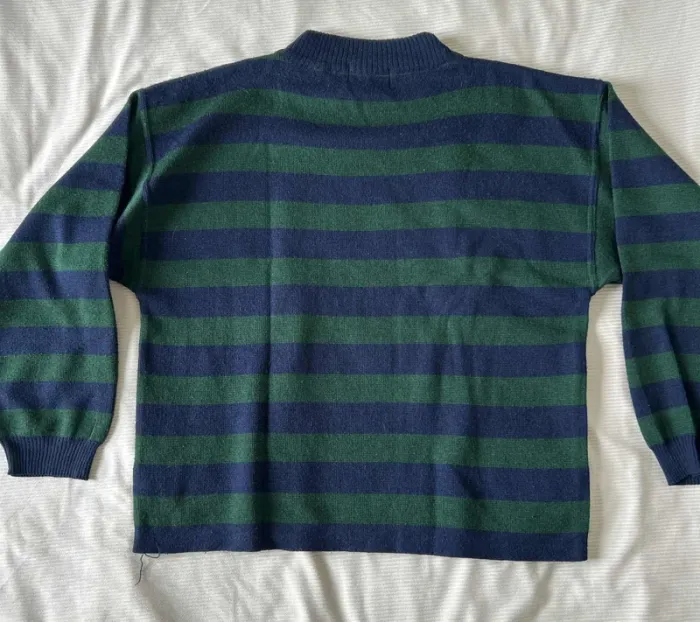 Pull homme bleu marine et vert – Tricker & Co – Taille M - photo numéro 4