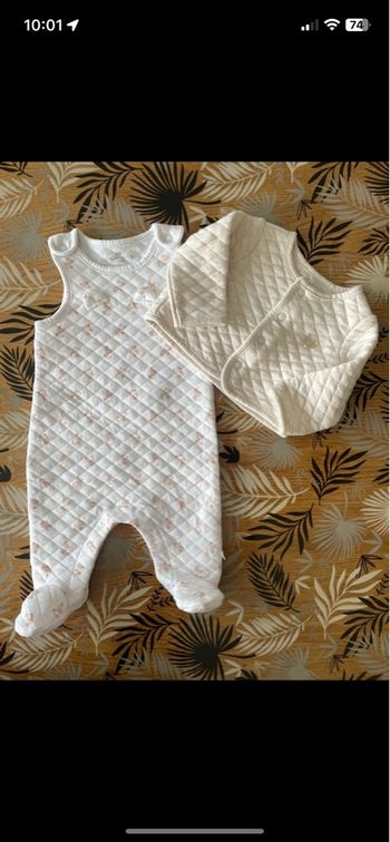 Ensemble 2 pièces pyjama d’hiver crème à motif ourson sergent major 3 mois