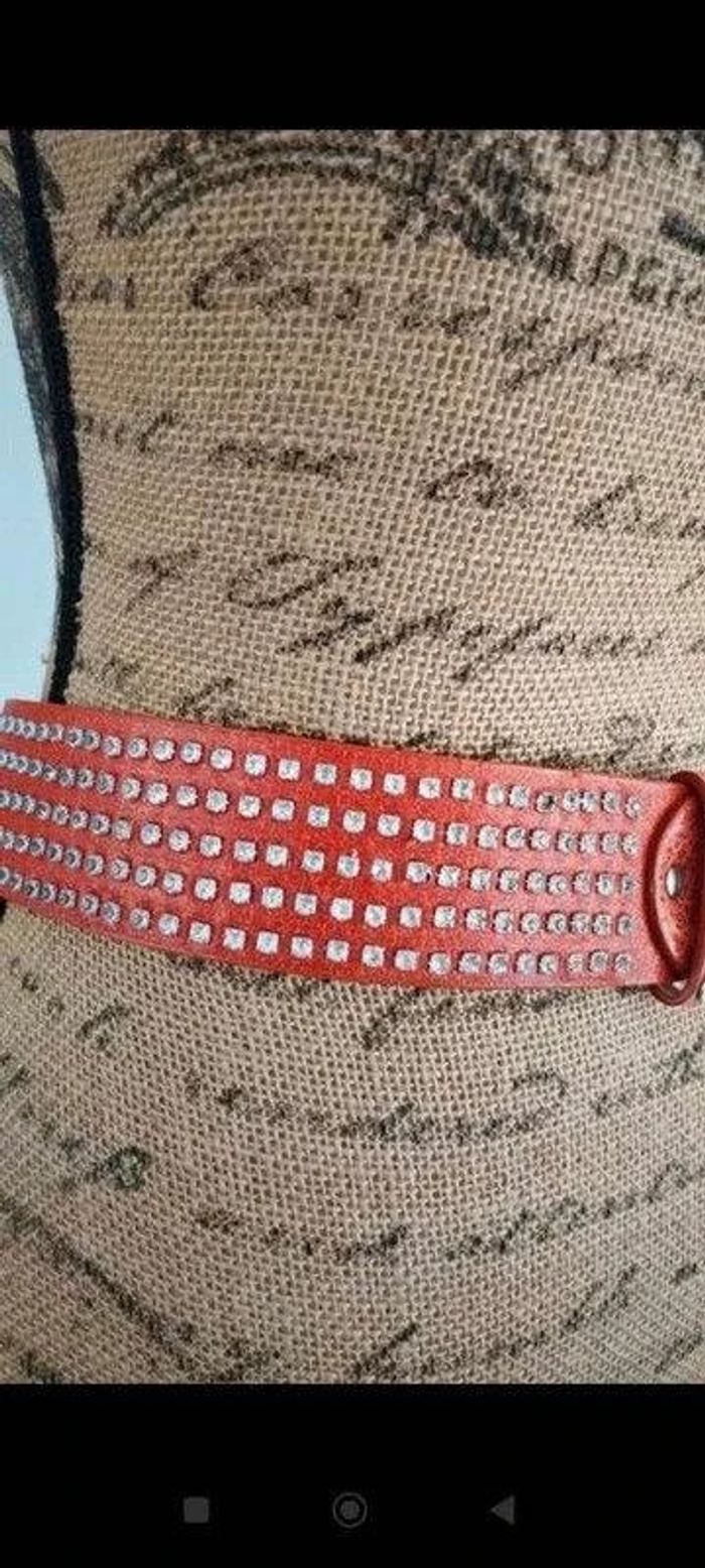 superbe ceinture orange avec chaînette argenté 85 cm - photo numéro 4