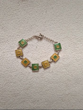 Jolie bracelet vert et jaune réglable