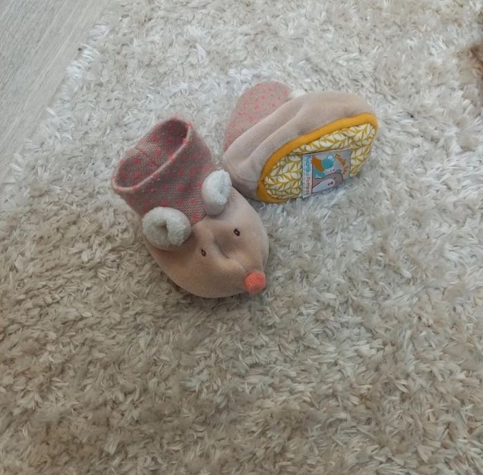 Chausson moulin roty biscotte et pompon - photo numéro 2