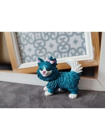 Figurine Chat bleu brillant