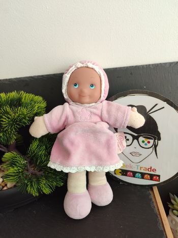 Doudou poupée poupon rose petitcollin petit collin fleur Beige Bleu PE0253