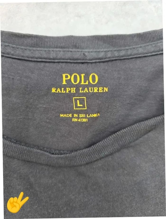 T-shirt Ralph Lauren L coupe col rond gris Homme Men tee25b - photo numéro 3