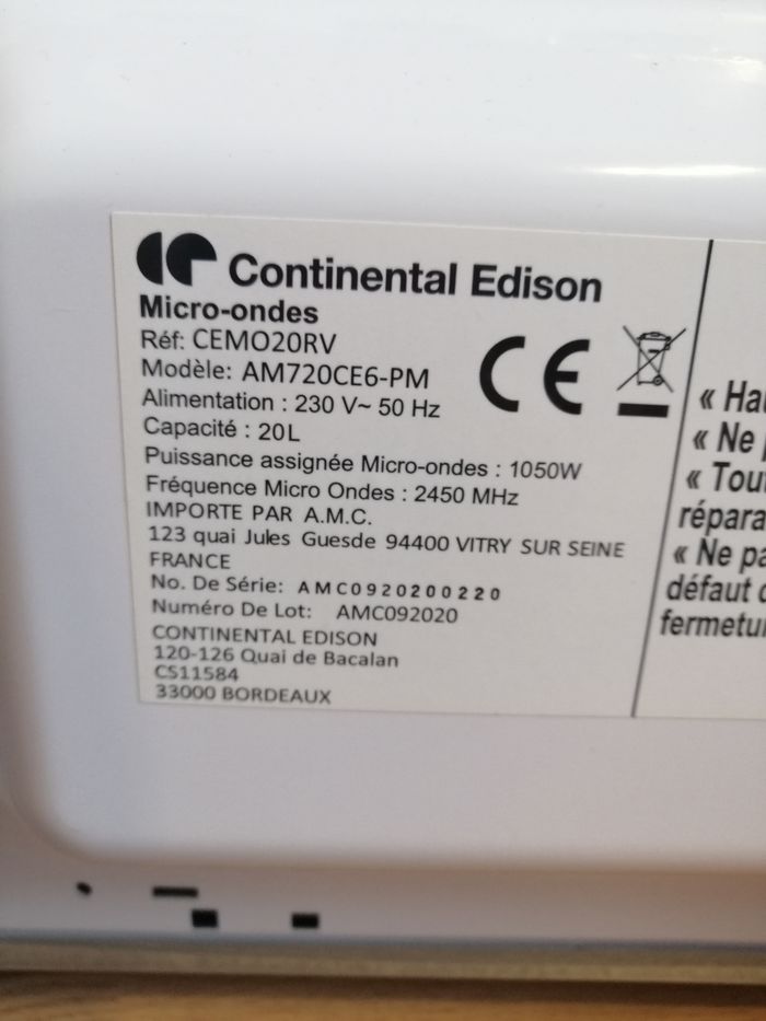 Micro-ondes Continental Edison 20L - photo numéro 4