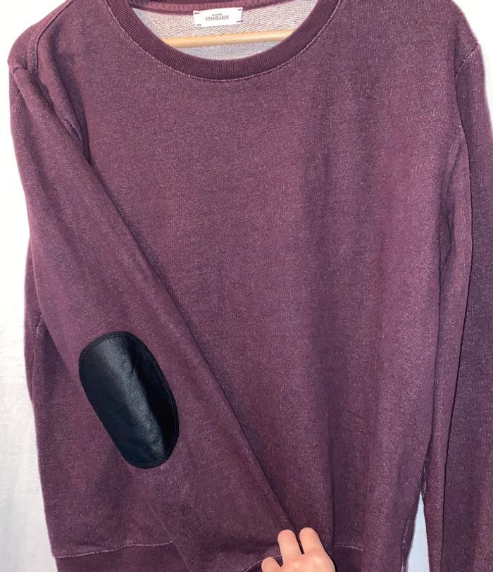 sweat prune en coton Maison Standards avec du cuir taille XS valeur 95 euros - photo numéro 3