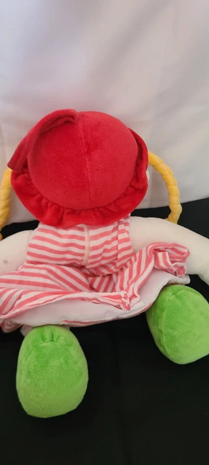 Poupee doudou Julia tresses jaunes chapeau rouge - photo numéro 5