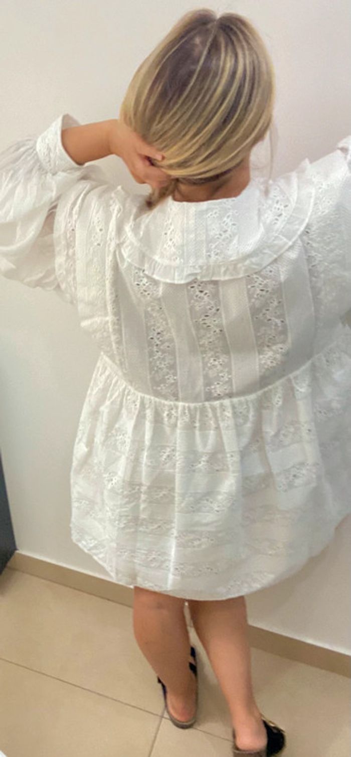Robe Russa Blanche Brodée Claudie Pierlot Taille 42 - photo numéro 8
