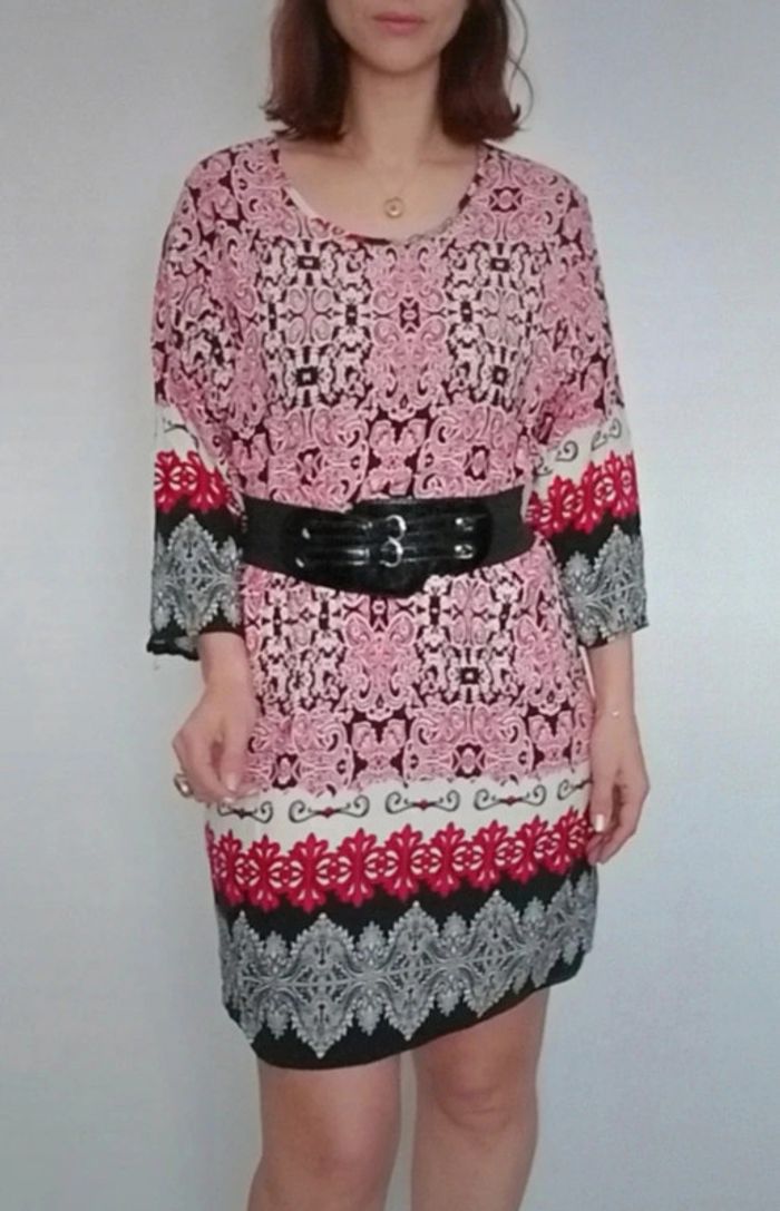 Robe mi saison ethnique casual colorée taille 40