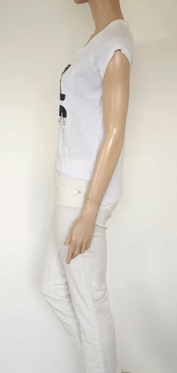 T-shirt blanc à motifs Up2Glide T.38 - photo numéro 4