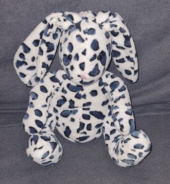 Doudou peluche Lapin blanc et noir Léopard- DPAM