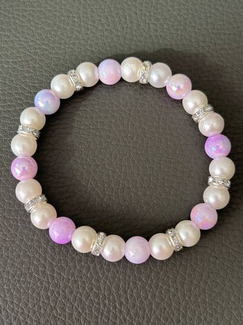 Bracelet nacré et rose en perles taille unique jamais porté