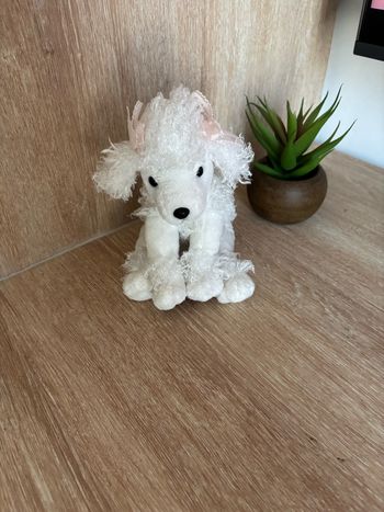 Peluche chien  caniche Aurora bouclette blanc