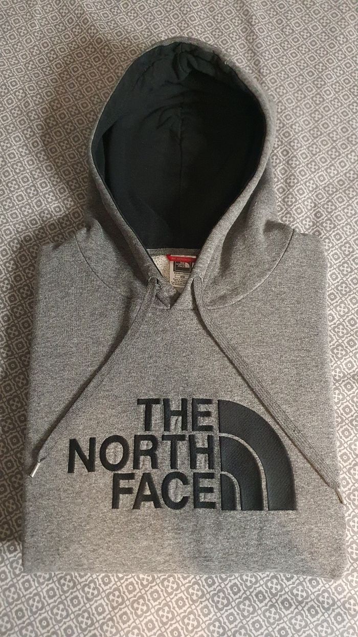 Sweat/pull à capuche - The North Face gris logo brodé – Taille M - photo numéro 2
