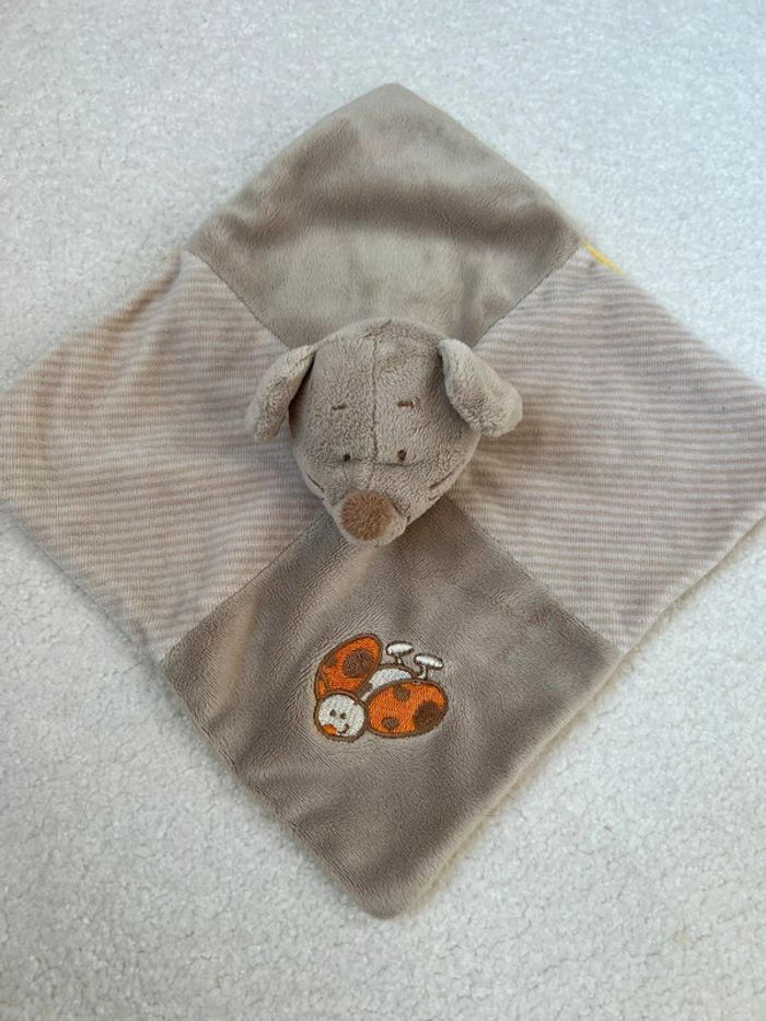 Doudou plat souris Bengy beige et jaune