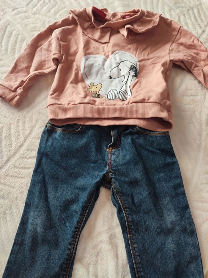 Ensemble sweat Snoopy et jeans petit bateau