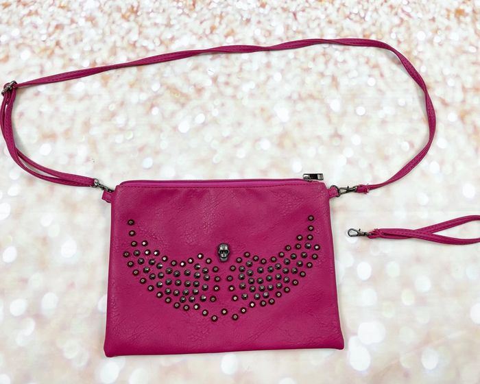 Pochette sac à main fushia à clous - photo numéro 3