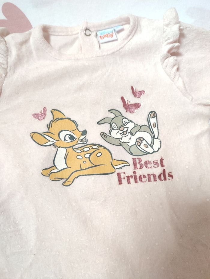 Pyjama une pièce bébé fille - Bambi et Panpan - 12 mois - Très bon état - Disney - photo numéro 5