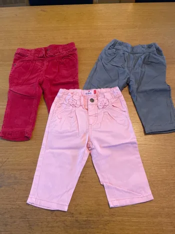 3 pantalons fille 9 mois