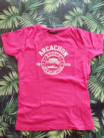 T-shirt fille Bassin d'Arcachon rose fuchsia 8 ans