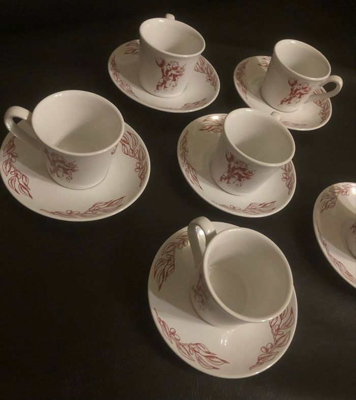 Service à café »CTC Design »blanc et bordeaux - photo numéro 2