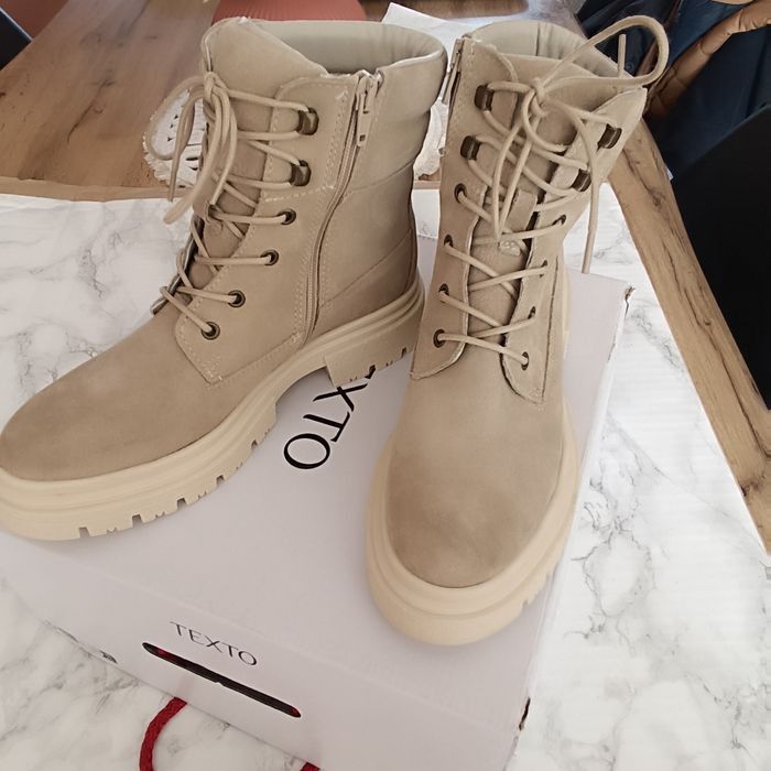 Texto bottines en daim crème beige - photo numéro 3