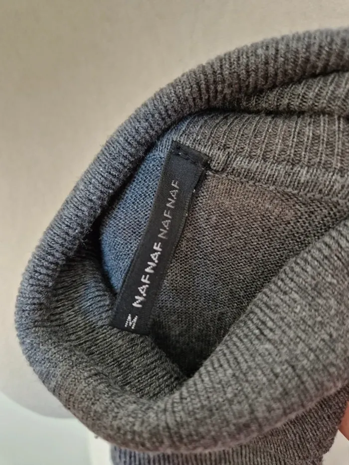 Pull col rouler gris nafnaf épaules bouffantes taille m - photo numéro 4