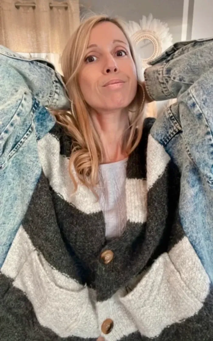 Veste en jean et laine oversize ultra tendance Taille unique - photo numéro 5