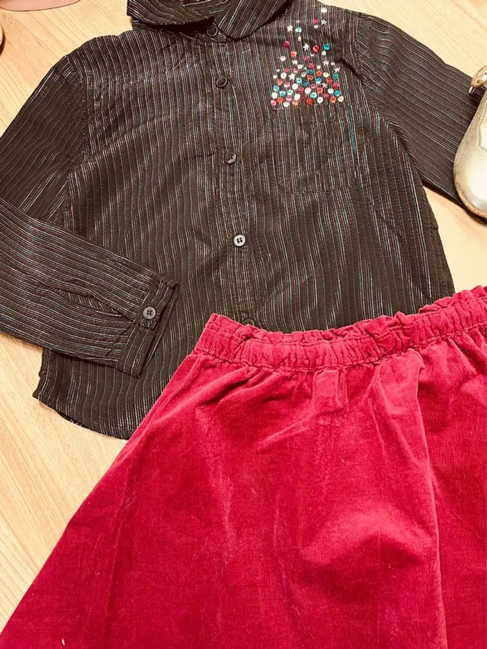 Taille 5 ans tenue de fête fille TAO Kiabi noir et bordeaux * scintillant * 🩷 - photo numéro 5