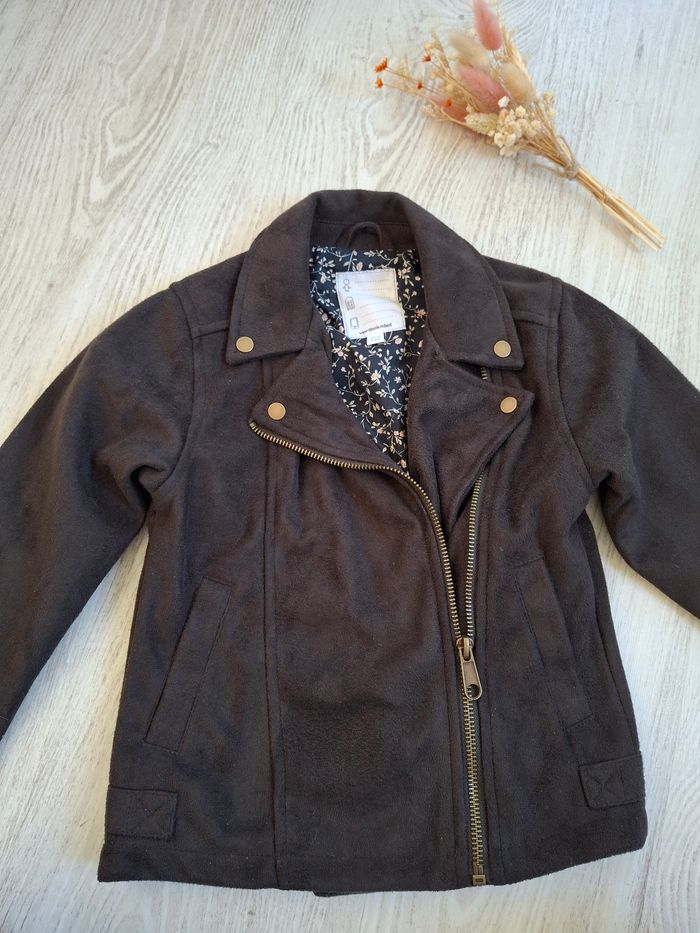Veste perfecto  imitation daim noir et liberty fille Vertbaudet 6 ans – Neuve - photo numéro 2