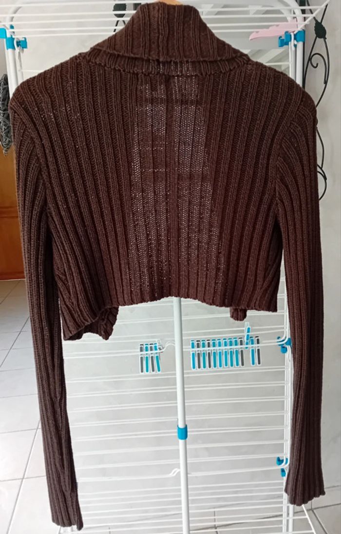 Gilet boléro couleur marron chocolat - photo numéro 2