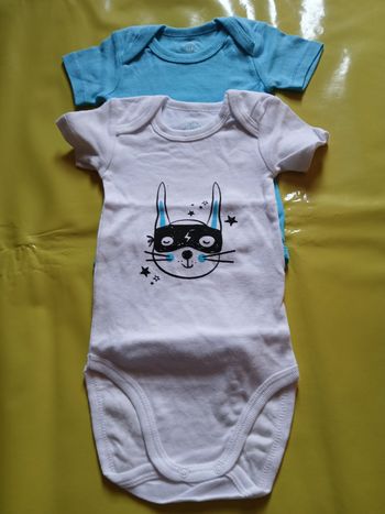 lot de deux bodies lapin manches courtes garcon tex baby12 mois 