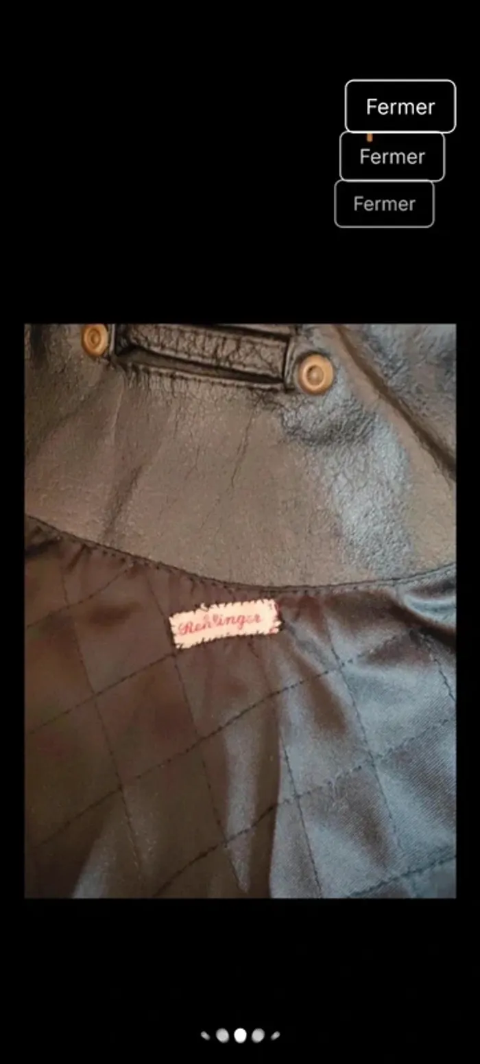 Veste 100%cuir taille 42 excellent état marque rehlinger - photo numéro 5