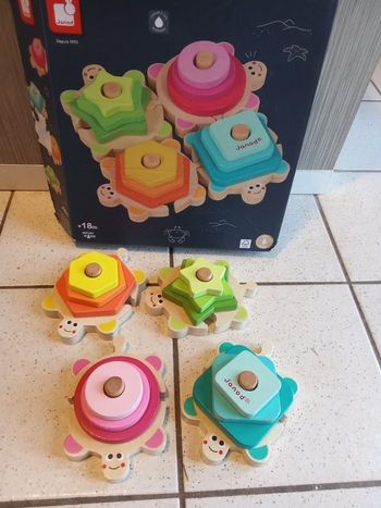 Puzzle, Jeu en bois avec boîte janod, formes, couleur, motricité fine, dès 18 mois