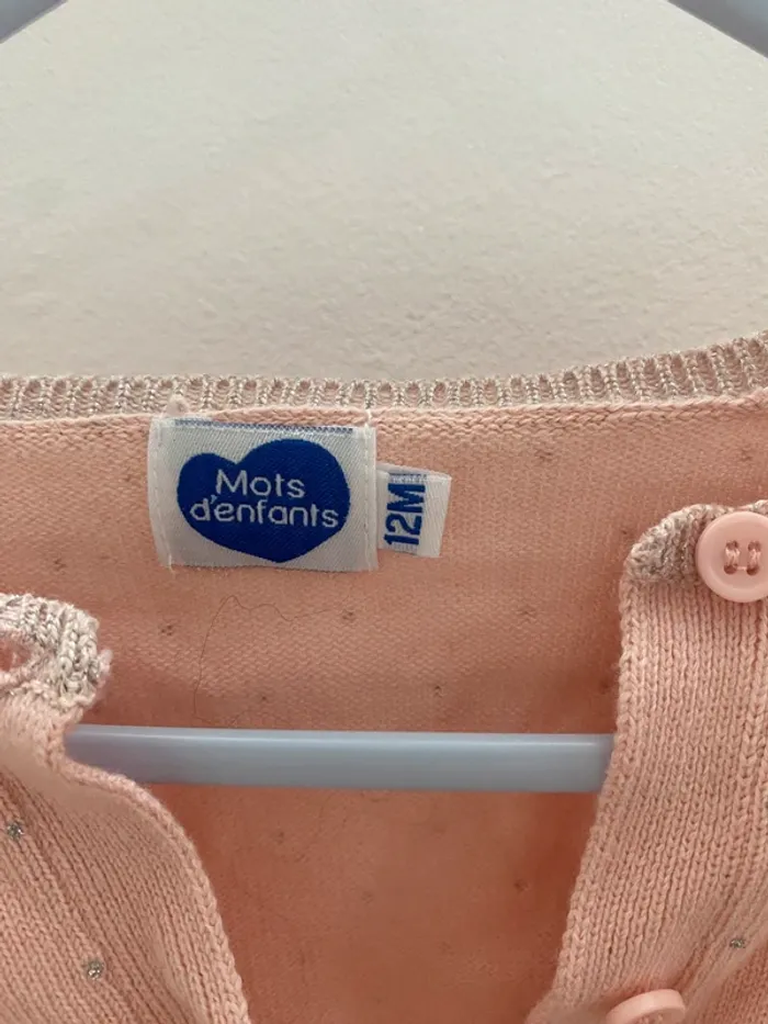 Gilet rose pailleté 12 mois mots d’enfants - photo numéro 3