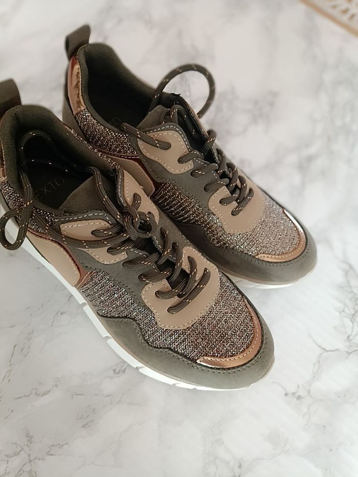 Texto baskets vert kaki cuivré irisé pointure 36 - photo numéro 3