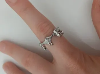 Bague argentée tendance en acier inoxydable