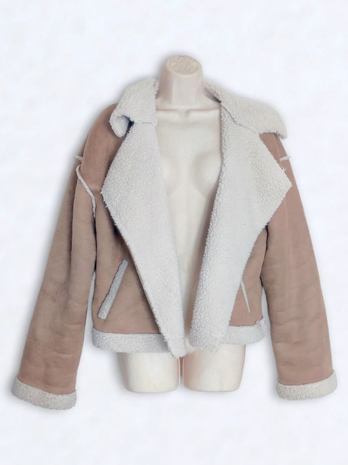 Veste perfecto daim fourrure beige faux-sherpa / Cider - 42/XL - photo numéro 8