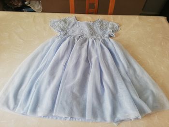 Robe manches courtes turquoise tulles sur la jupe  9/10 ans H&M