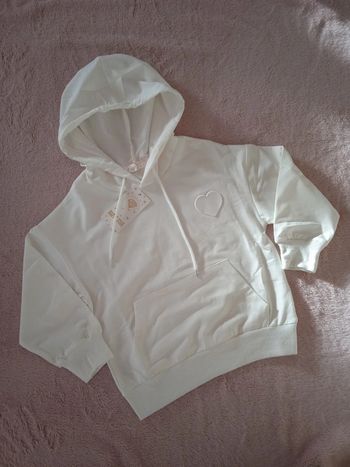 Sweat léger blanc à capuche fille