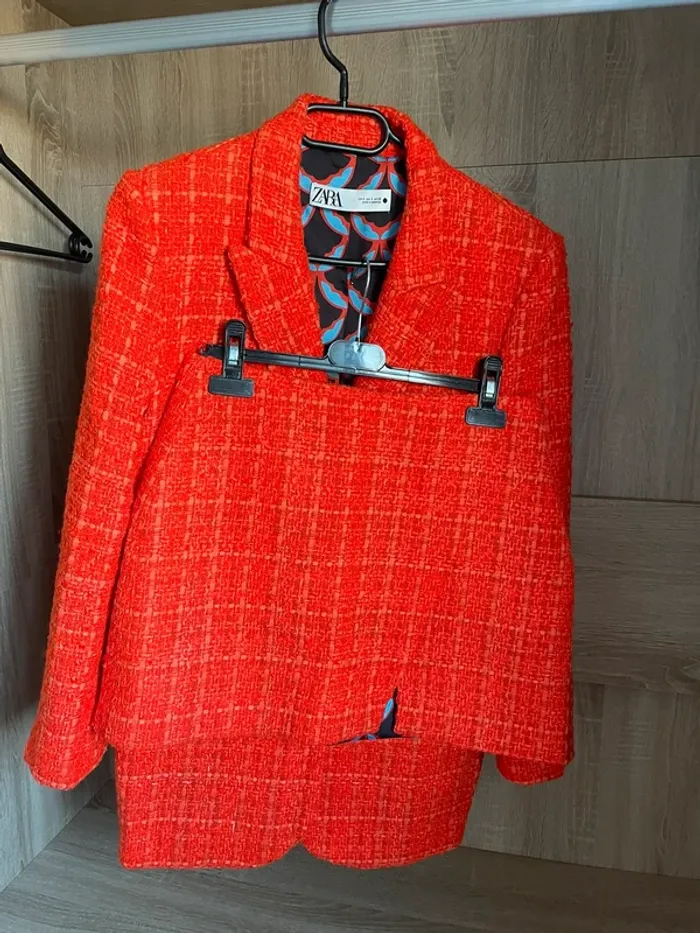 Ensemble tailleur jupe Zara tweed taille S - photo numéro 9