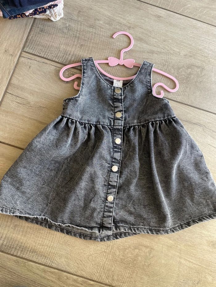 Ensemble robe en jean + tee shirt 6-9 mois - photo numéro 2