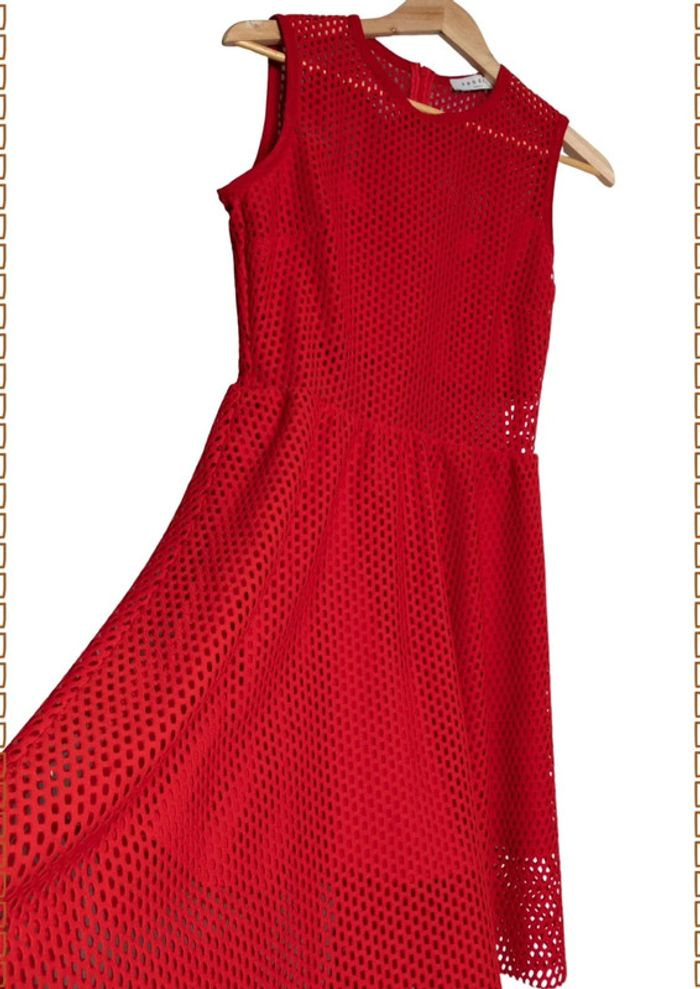 Robe rouge résille Sandro Paris Taille 38 - photo numéro 4