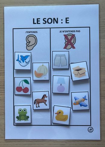 Fiche Montessori : J’entends / J’entends pas le son : E