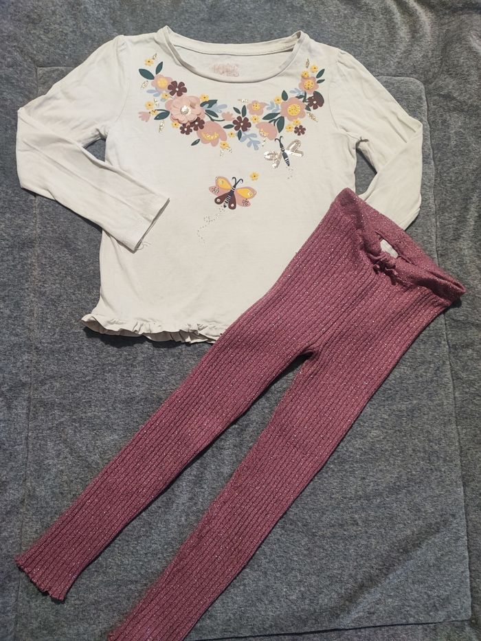 Ensemble t-shirt manche longue et legging épais côtelé taille 6 ans
