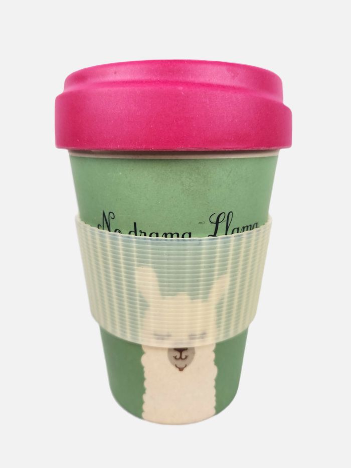 Mug réutilisable "No Drama Llama" Fibre de Bambou Rose & Vert