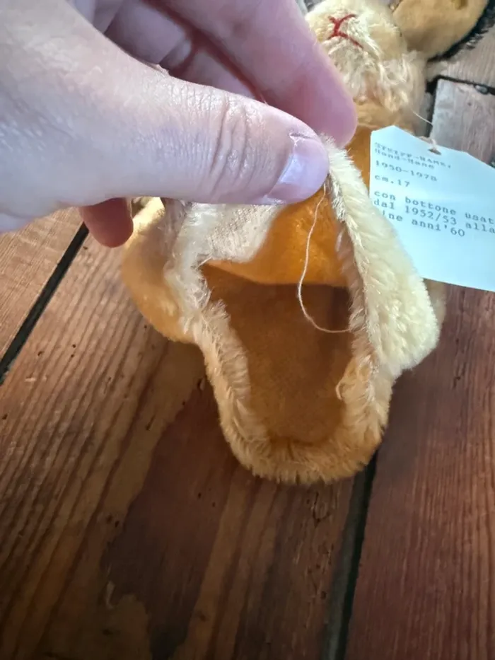 Peluche marionnette ancienne Steiff lapin lièvre Hase 17cm miel théâtre marron - photo numéro 5