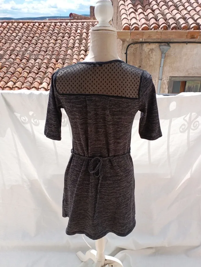 Robe courte L.A. Halle - Gris chiné avec tulle à pois (XS) - photo numéro 2